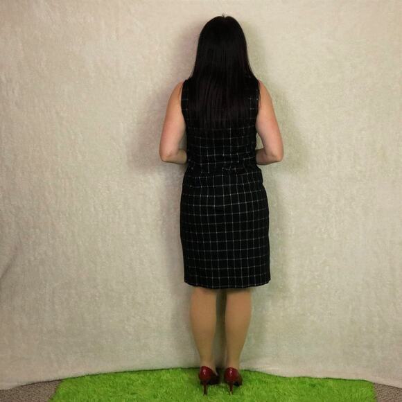 NWT Ann Taylor Factory Black Plaid Midi Dress, 10 - Picture 3 of 4